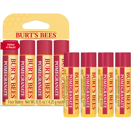 Burt's Bees 100% Natural Lip Balm, Pomegranate, 0.15 Ounce, 4 Count. by Burt's Bees