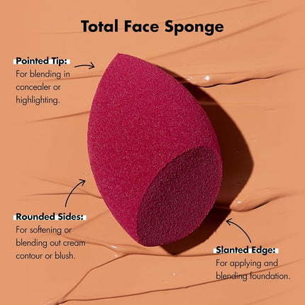 e.l.f. Total Face Sponge Duo, Plush, Multi-Sided & Latex-Free Makeup Sponges For Easy Blending Of Concealer, Highlighter & more, Vegan & Cruelty-Free