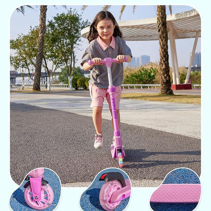 Gotrax K03 Kick Scooter for Kids, 5" LED Lighted Wheels and Adjustable Handlebars, Lightweight Design and Anti-Slip Deck, Max Load 110 Lbs, Kids Scooter for Boys & Girls Ages 3+, Pink