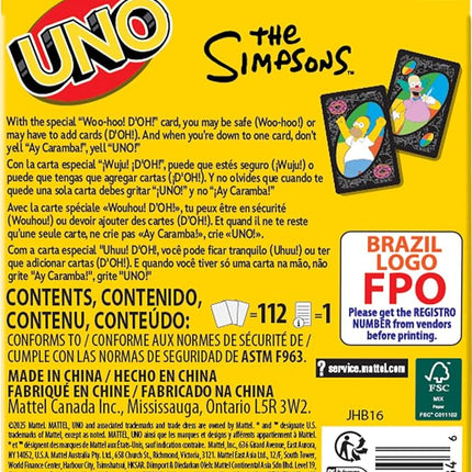 Mattel Games UNO The Simpsons Card Game, Ages 7+, 2-10 Players