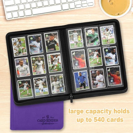 Foalgo 9 Pocket Trading Card Binder Album Folder, Holds 540 Cards, Purple, 7.5in x 9.8in