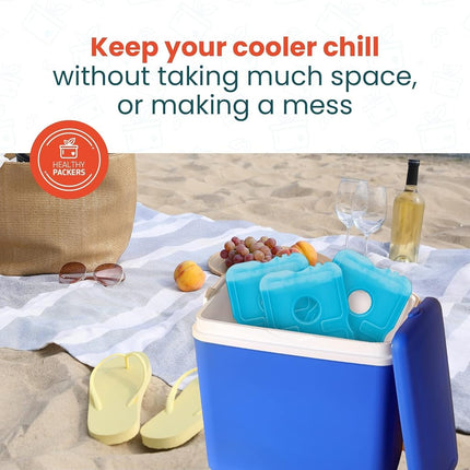 Healthy Packers Ice Packs For Lunch Box - Ice Blocks for Cool Bags and Cool Box - Ideal Freezer Blocks for Lunch Box - Original Long- Lasting Formula (4 Pack)
