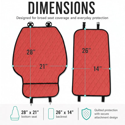 FH Group Car Seat Cushion Front Set Neosupreme Automotive Seat Cushions - Universal Fit, Car Seat Cushion with Front Pockets, Airbag Compatible Car Seat Cushions for SUV, Sedan, Van Red