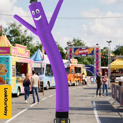 LookOurWay Air Dancers Inflatable Tube Man Attachment - 10 Feet Tall Wacky Waving Inflatable Dancing Tube Guy for Business Promotion - Blower Not Included - Purple