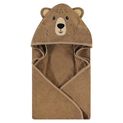 Hudson Baby Unisex Baby Cotton Animal Face Hooded Towel, Brown Bear 2-Pack, One Size