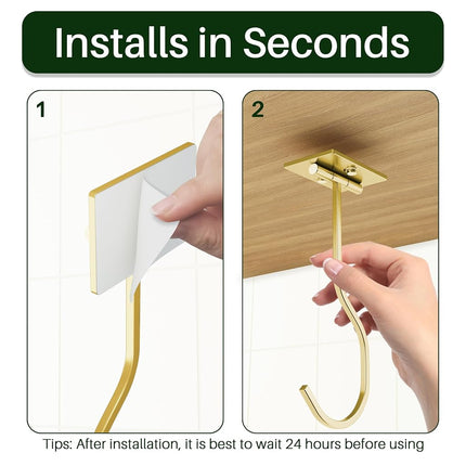 Adhesive Banana Hook Under Cabinet, Under Counter Banana Hanger, Gold