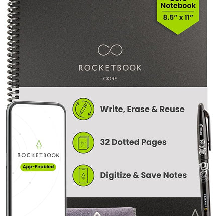 Rocketbook New Core Reusable Spiral Notebook, Lett