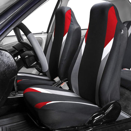 FH Group Front Set Cloth Car Seat Cover for Bucket Seats, 1-Piece Seat Cover, Universal Fit, Airbag Compatible, Car Seat Covers for SUV, Van, Red