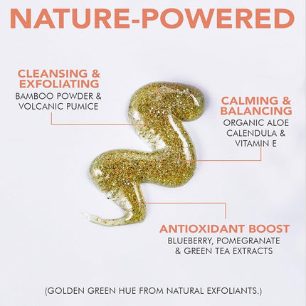 Gommage et nettoyant pour le visage microdermabrasion bio, ingrédients naturels et biologiques, nettoyant exfoliant pour un nettoyage en profondeur des pores et anti-âge, idéal pour l'acné, les peaux sèches, grasses ou sensibles des hommes et des femmes.