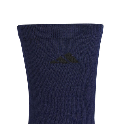 adidas Athletic Cushioned 6-Pack Crew Socks, Cushioned Crew Socks With Arch Compression For A Secure Fit Men's Crew Socks (Pack of 6), Dark Blue/Navy/Technical Indigo Blue, L
