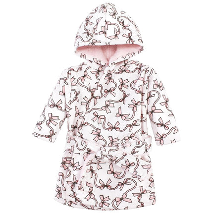 Bata de baño para bebé unisex Hudson Baby Mink con forro de piel sintética para piscina y playa, lazos rosas, 6-12 meses