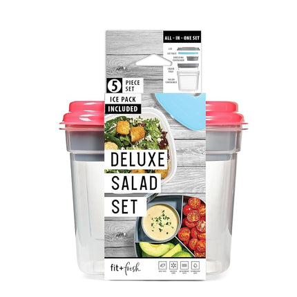 Récipient à salade Fit+Fresh Salad to Go, boîtes à lunch pour adultes, récipients à salade pour adultes, récipients à lunch pour adultes, grand récipient à salade pour le déjeuner, récipients à lunch étanches, bol