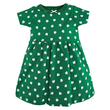 Hudson Baby Vestidos de algodón para bebé niña, St Patricks Rainbow, 4T