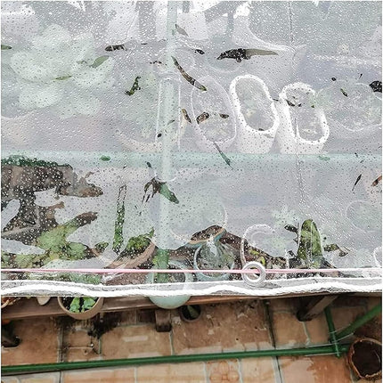 GQZGGXX 10' X 10' Outdoor Clear Tarp Curtain Waterproof Wind-Proof 0.35mm Transparent Vinyl Tarp for Patio Pergola Garden Canopy Rainproof Anti-Tear PVC Thick Cover with Grommets