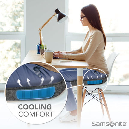 Samsonite Gel Infused Seat Cushion – Ergonomic Cushion for Office Chair, Tailbone Pressure Pad, Coccyx Support for Sciatica, Memory Foam Seat for Car, Desk, or Gaming Chair Use, Grey
