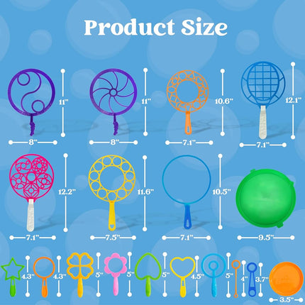 JOYIN Bubble Wands Set, Giant Bubble Wands Toy Set Large Bubble Wands with Tray Bulk for Kids Summer Outdoor Activity Party Favors, Suitable for All Age People
