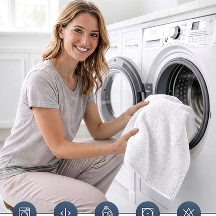 LANE LINEN Hand Towels for Bathroom 100% Cotton 4 Pack 16x28 - White