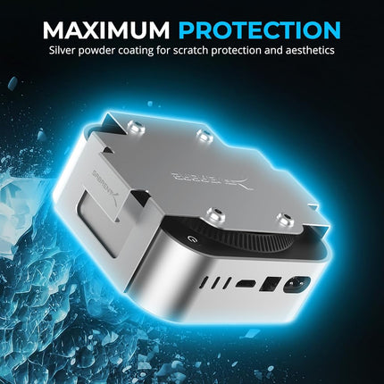 SABRENT Support Mac mini M4 (2024+) – Support flexible de bureau/mur en aluminium, support résistant aux rayures avec gestion des câbles et circulation de l'air – Support Mac mini sécurisé pour mur, bureau ou surface (BK-MAC2)