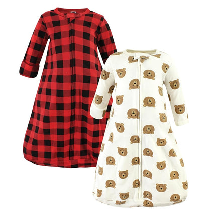 Hudson Baby BabyCotton Long-Sleeve Wearable Sleeping Bag, Sack, Blanket, Brown Bear Long Sleeve, 18-24 Months