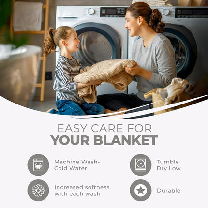 Superior Diamond Weave Blanket, 100% Cotton Cover for Home, Couch, Bed, Soft, Warm Blankets, Boho Aesthetic, Comfy, Cozy, and Cute Covers, Decorative Bedding Essentials, Full/Queen, Platinum