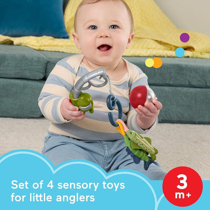 Fisher-Price Baby Toys Mini Me Moments 4 Piece Fun Fishing Toy for Sensory Activities for Baby Development from 3 Months and Up