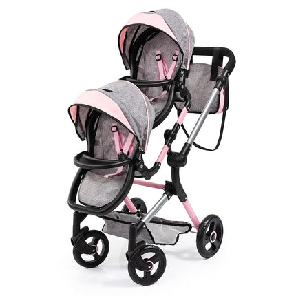 Bayer Twin Dolls Double Pram - Foldable Dolls Double Buggy, Twin Stroller
