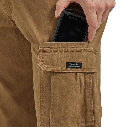 Wrangler Authentics Men's Relaxed Fit Stretch Cargo Pant, Kangaroo, 42W x 32L