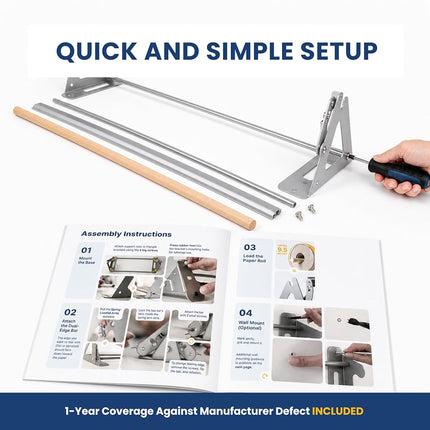 Paper Roll Cutter | Butcher Paper Dispenser | Heavy Duty 18" Paper Roll Holder and Cutter - Sturdy Construction, Rubber Feet, Tabletop, Wall Mount, Serrated Edge - Freezer Paper Roll and Craft Paper C