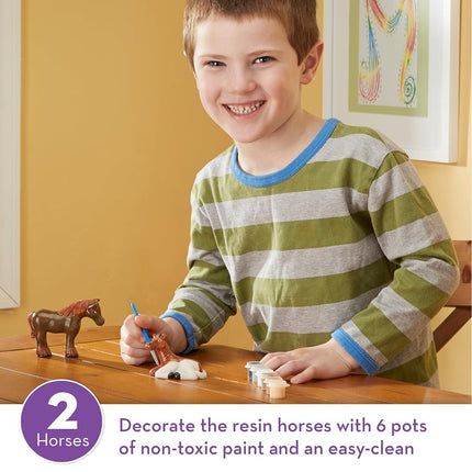 Melissa & Doug Decorate-Your-Own Horse Figurines Craft Kit (Includes 2 Resin Horses, 6 Pots of Paint, Paintbrush)