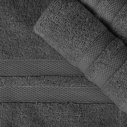 Ensemble de 6 serviettes de qualité supérieure en coton premium, absorbantes et ultra douces, avec double bordure unique en nid d'abeille, anthracite