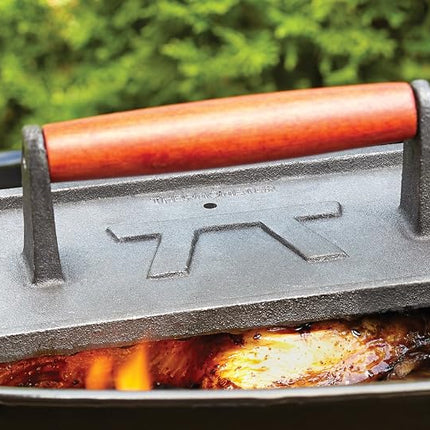 Outset Cast Iron, 5 x 9 x 2.75 inches, Rectangular Grill Press