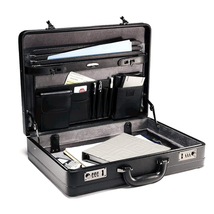 Samsonite Bonded Leather Attache 15.6, Black, 18", Bonded Leather Attache
