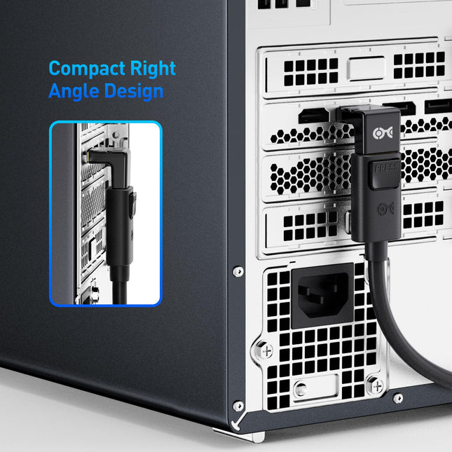 Adaptador DisplayPort 1.4 de ángulo recto 4K@240Hz Cable Matters, adaptador DisplayPort de 90 grados 8K, negro