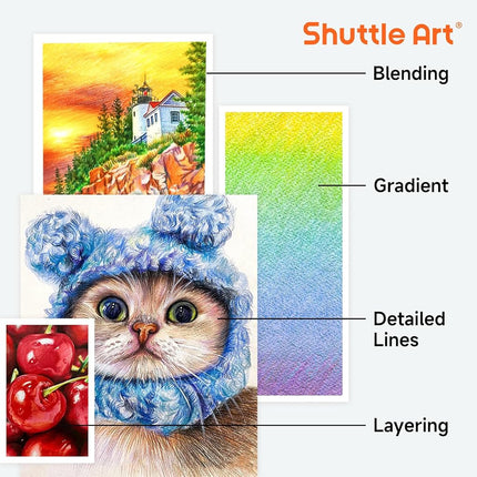 Shuttle Art 174 Professional Colouring Pencils, Coloured Pencils Set