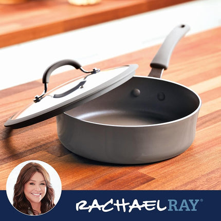 Rachael Ray Cook + Create Nonstick Sauté Pan with Lid, 3 Quart, Gray