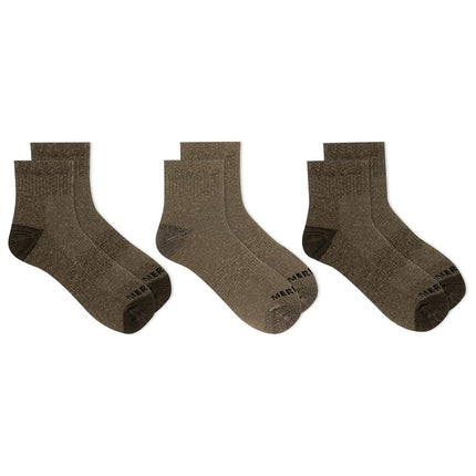 Merrell Unisex's Men's and Women's Wool Everyday Hiking Ankle Socks-3 & 6 Cushioned Moisture Wicking, Olive Assorted (3 Pairs), X-Large