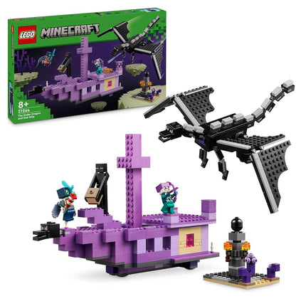 LEGO Minecraft The Ender Dragon and End Ship Toy - Play & Display Set with a Boat, Dragon and 3 Figures incl. an Enderman - Gamer Gift for 8+ Year Old Boys & Girls - 21264