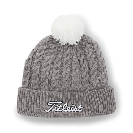 Bonnet à pompon tricoté Titleist pour homme gris/blanc