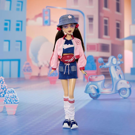 Barbie Signature My Scene Nolee Doll and Accessories, Y2K-Inspired Outfit with Sporty Matching Set, Cropped Jacket, Leg Warmers and Doll Stand, JBH79