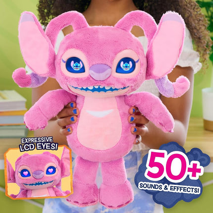 Just Play Disney Stitch Angel Many Moods 34 cm Interactive Plush, 50+ Sounds & Effects, Expressive LCD Eyes Show Her Moods, Toy for Fans, Girls, Boys, Kids 3 and Up