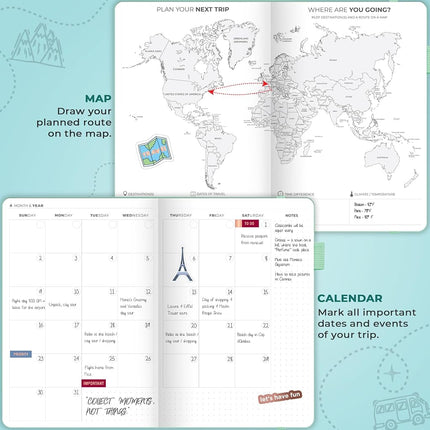 Clever Fox Travel Journal – Vacation Planner with Budget Plan, Packing List, Expense Tracker & Trip Travelling Itinerary Organizer for Women, Men Couples, Hardcover - Mint Cream, A5 (5.8'' x 8.3'')