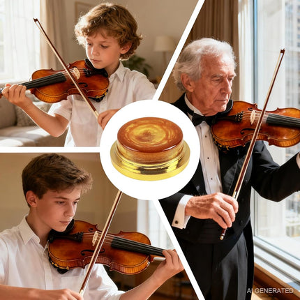 Violin Rosin, Light Low Dust Rosin with Protective Case for Violin, Viola, Cello Bows - Excellent Bow Grip & Smooth Playing (1- Pack Gold)
