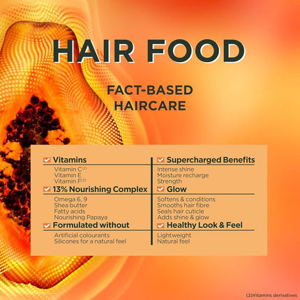 Garnier Hair Mask for Damaged Hair | Papaya Hair Food by Garnier Ultimate Blends, 3-in-1: Conditioner, Hair Mask, Leave-in Hair Conditioner | 98 Percent Natural Origin | 390 ml