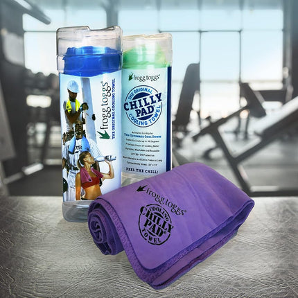 FROGG TOGGS Poly Vinyl Alcohol Chilly Pad, Instant Cooling Towel, long lasting, reusable, Sports and Outdoors Neck Towel 33x13, Deep Purple