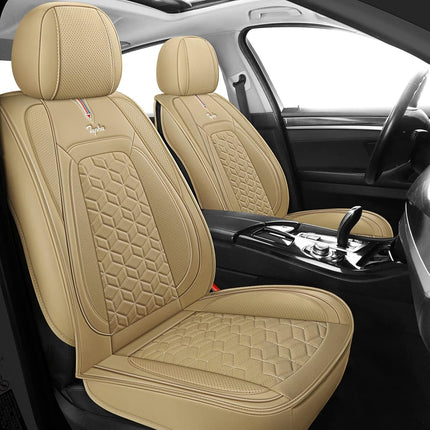Juego de Fundas y Cojines para Asientos de Coche Tapha Executive de Piel Sintética, Transpirable y Resistente al Agua, Ajuste Universal para Coche, SUV y Camioneta (Asientos Delanteros y Traseros, Beige) (TAP-01-B4)