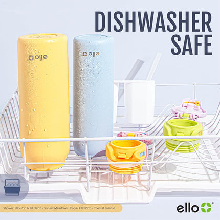 Ello Pop & Fill 32oz Stainless Steel Water Bottle with Quick Fill Technology, Double Walled and Vacuum Insulated Metal, Leak Proof Locking Lid, Sip and Chug, Reusable, BPA Free, Pastel Paradise