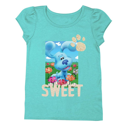 Nickelodeon Blue's Clues & You Sweet Toddler Girl Short Sleeve Tee-Blue, Josh, Magenta, Mint, 2 Years