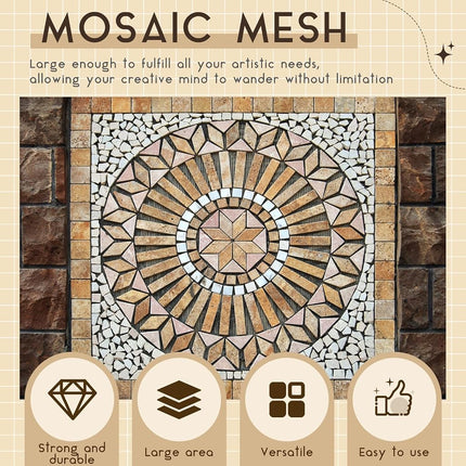 Teenyyou 12" x 120" Mosaic Mesh for Back Mounted Tile Fiberglass Mosaic Mesh Backing Boast for Tile Installation Supplies Tools(Non Sticky)