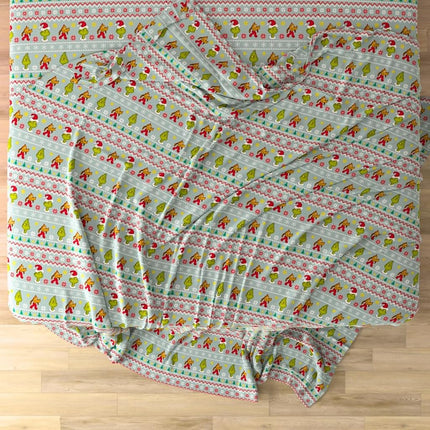 Grinch by Dr. Seuss Holiday & Christmas Bedding Super Soft 100% Cotton Flannel Sheet Set, Twin, (Official Dr. Seuss Product) by Franco