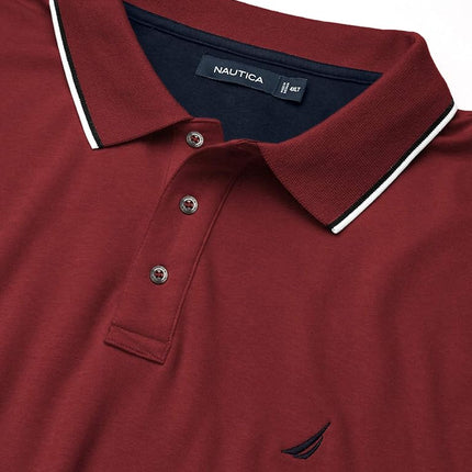 Nautica Men's Big and Tall Classic Fit Short Sleeve Solid Tipped Collar Soft Polo Shirt, Barolo, 1X